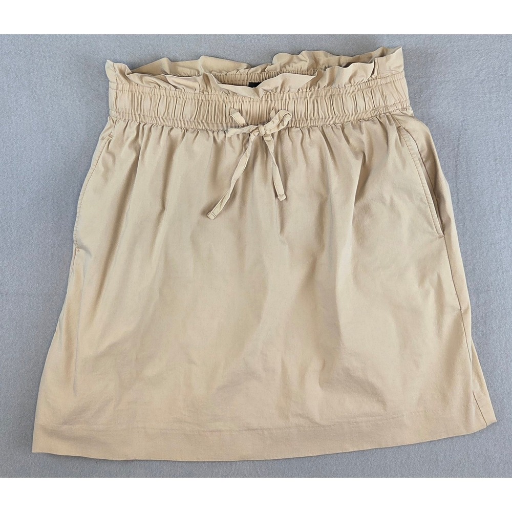Express Paperbag Waist Mini Skirt Tan Khaki Size 10 Elastic Drawstring Pockets